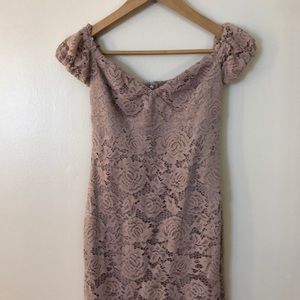 Express Blush Pink Off The Shoulder Midi Dress